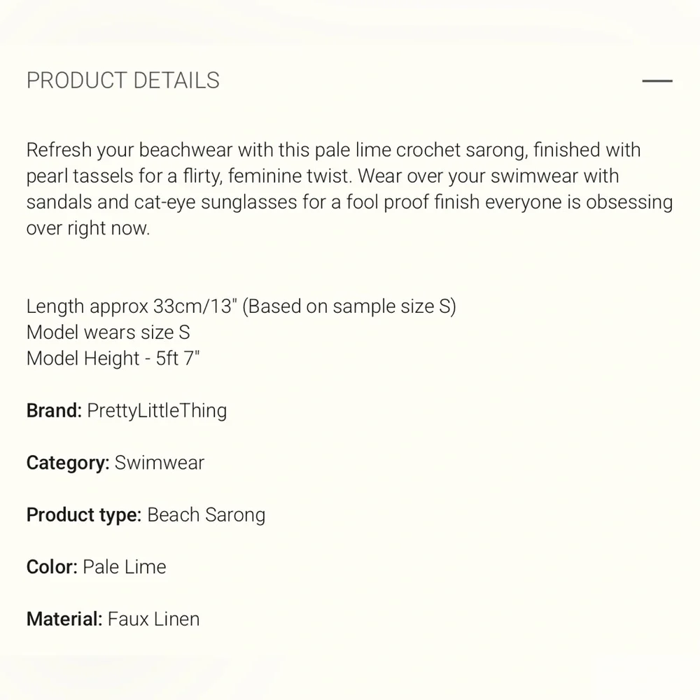 Pretty Little Thing PALE LIME CROCHET PEARL TASSEL TRIM BEACH SARONG - Picture 8 of 9